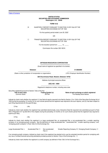 Thumbnail Artesian Resources 10-Q Quarterly Report FY2022 
