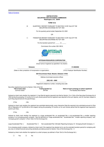 Thumbnail Artesian Resources 10-Q Quarterly Report FY2022 