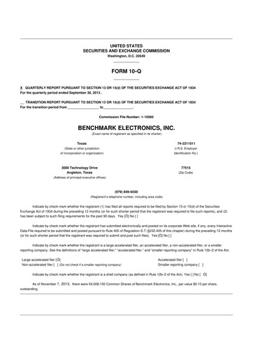 Thumbnail Benchmark Electronics
 10-Q Quarterly Report FY2013 