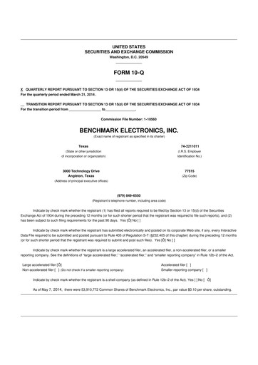 Thumbnail Benchmark Electronics
 10-Q Quarterly Report FY2014 