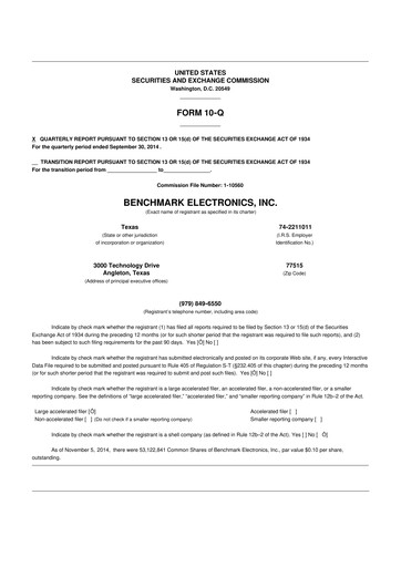 Thumbnail Benchmark Electronics
 10-Q Quarterly Report FY2014 