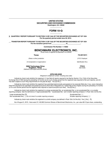 Thumbnail Benchmark Electronics
 10-Q Quarterly Report FY2015 