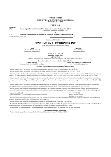 Thumbnail Benchmark Electronics
 10-K Annual Report 2017