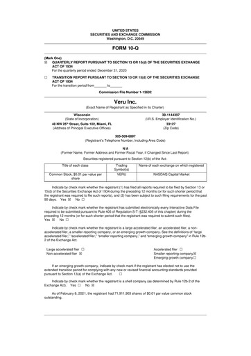Vorschaubild Veru 10-Q Quartalsbericht 2021 