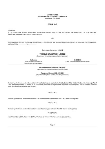Vorschaubild Trimble 10-Q Quartalsbericht  