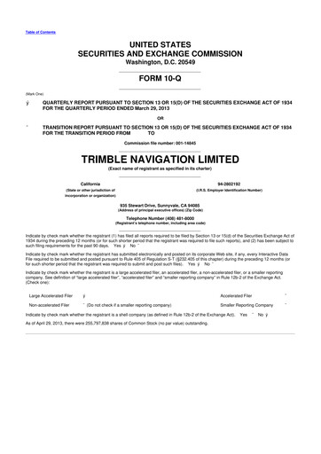 Vorschaubild Trimble 10-Q Quartalsbericht 2013 