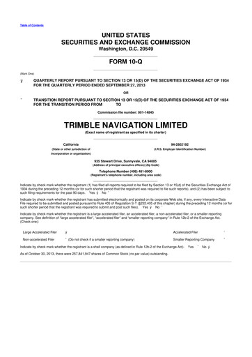 Vorschaubild Trimble 10-Q Quartalsbericht 2013 