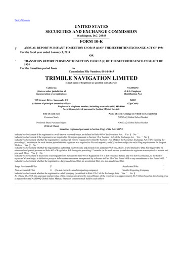 Thumbnail Trimble 10-K Annual Report 2013