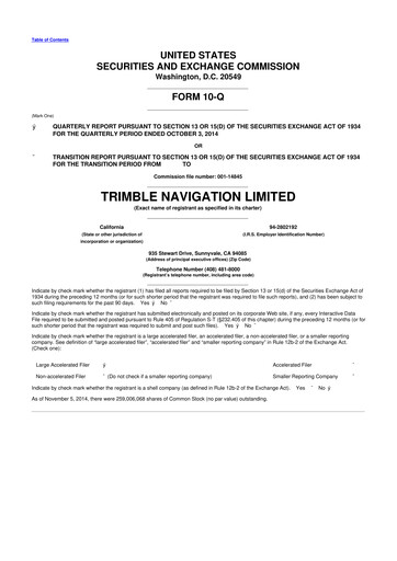 Vorschaubild Trimble 10-Q Quartalsbericht 2014 