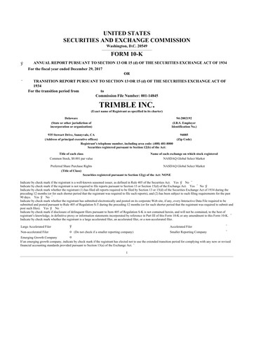 Thumbnail Trimble 10-K Annual Report 2017