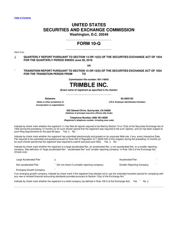 Vorschaubild Trimble 10-Q Quartalsbericht 2018 