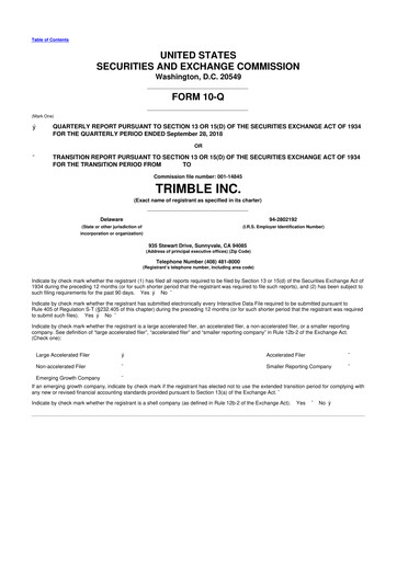 Vorschaubild Trimble 10-Q Quartalsbericht 2018 