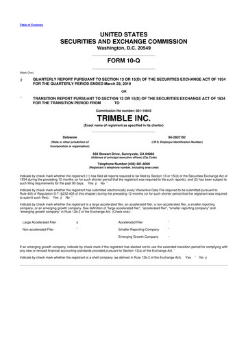 Vorschaubild Trimble 10-Q Quartalsbericht 2019 