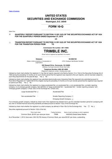 Vorschaubild Trimble 10-Q Quartalsbericht 2019 