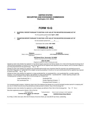Vorschaubild Trimble 10-Q Quartalsbericht 2022 