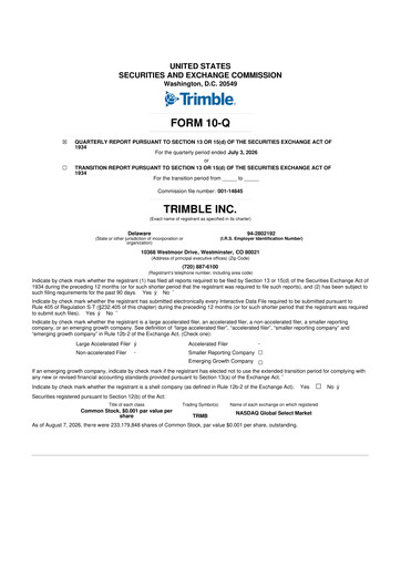 Thumbnail Trimble 10-Q Quarterly Report FY2026 