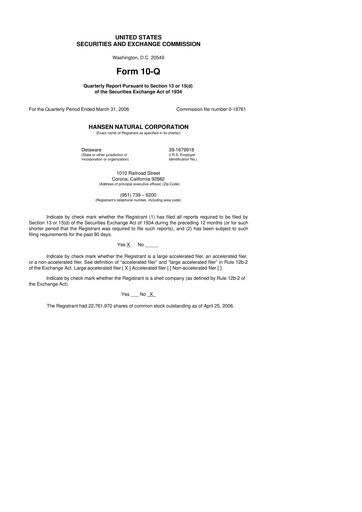 Thumbnail Monster Beverage 10-Q Quarterly Report FY 