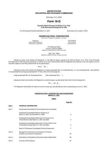 Thumbnail Monster Beverage 10-Q Quarterly Report FY 