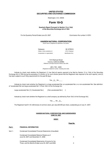 Thumbnail Monster Beverage 10-Q Quarterly Report FY 