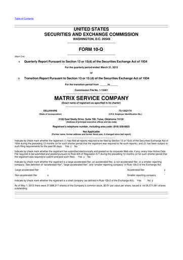 Thumbnail Matrix Service Company 10-Q Quarterly Report FY2013 