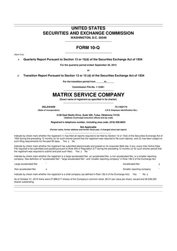 Thumbnail Matrix Service Company 10-Q Quarterly Report FY2016 
