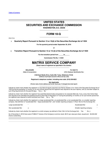 Thumbnail Matrix Service Company 10-Q Quarterly Report FY2017 