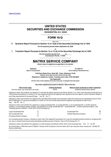 Thumbnail Matrix Service Company 10-Q Quarterly Report FY2021 