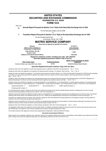 Thumbnail Matrix Service Company 10-K Annual Report 2026