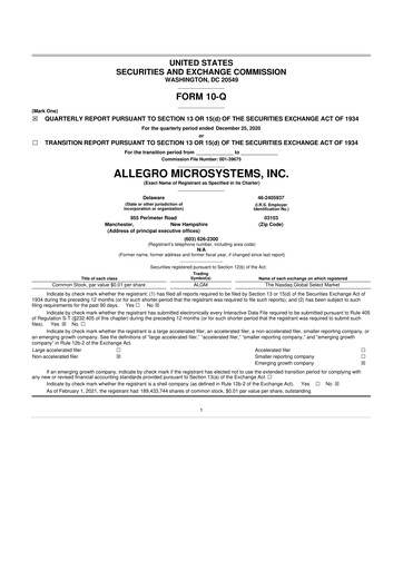 Thumbnail Allegro MicroSystems 10-Q Quarterly Report FY2021 