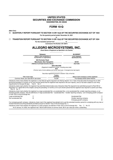 Thumbnail Allegro MicroSystems 10-Q Quarterly Report FY2022 