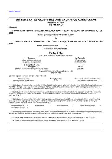 Miniature Flex 10-Q Rapport trimestriel 2021 