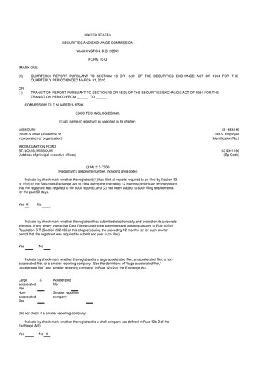 Thumbnail ESCO Technologies
 10-Q Quarterly Report FY 