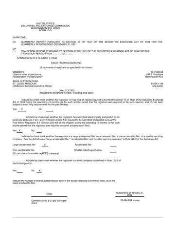 Thumbnail ESCO Technologies
 10-Q Quarterly Report FY2012 