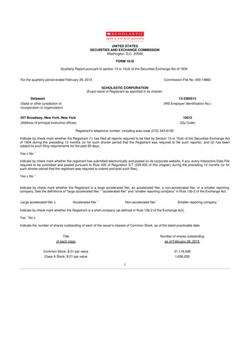 Thumbnail Scholastic 10-Q Quarterly Report FY2015 