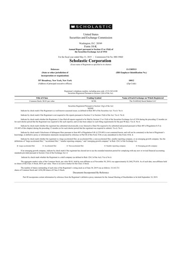 Thumbnail Scholastic 10-K Annual Report 2019