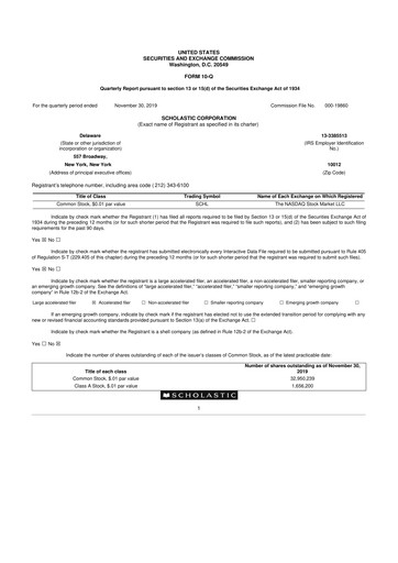 Thumbnail Scholastic 10-Q Quarterly Report FY2020 