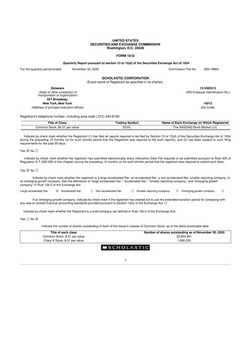 Thumbnail Scholastic 10-Q Quarterly Report FY2021 