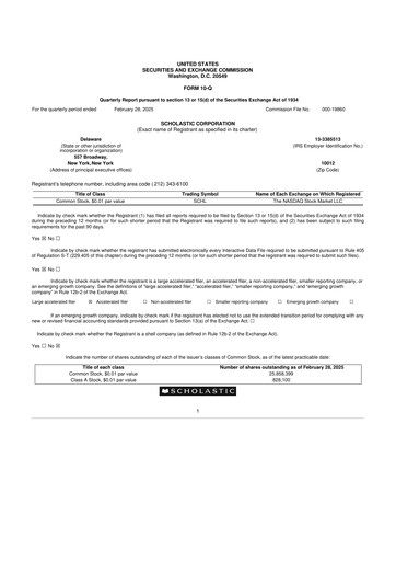 Thumbnail Scholastic 10-Q Quarterly Report FY2025 