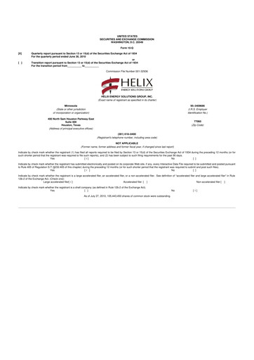 Thumbnail Helix Energy Solutions 10-Q Quarterly Report FY2010 