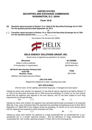 Thumbnail Helix Energy Solutions 10-Q Quarterly Report FY2012 