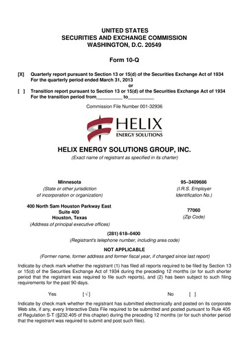 Thumbnail Helix Energy Solutions 10-Q Quarterly Report FY2013 