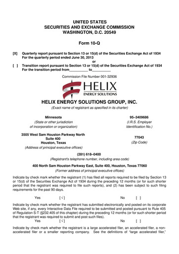 Thumbnail Helix Energy Solutions 10-Q Quarterly Report FY2013 