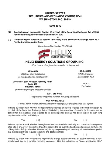 Thumbnail Helix Energy Solutions 10-Q Quarterly Report FY2013 