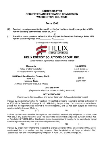 Thumbnail Helix Energy Solutions 10-Q Quarterly Report FY2014 