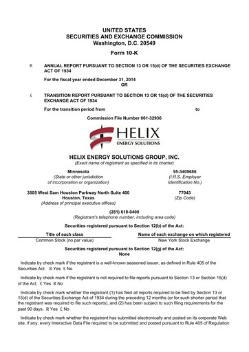 Thumbnail Helix Energy Solutions 10-K Annual Report 2014
