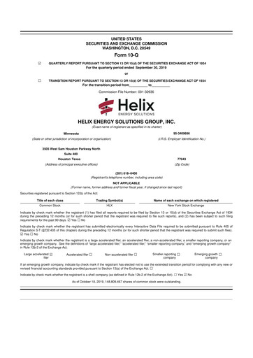 Thumbnail Helix Energy Solutions 10-Q Quarterly Report FY2019 
