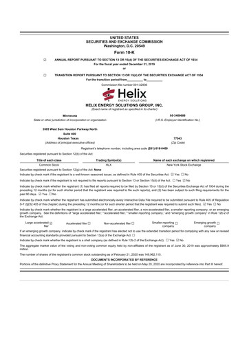 Thumbnail Helix Energy Solutions 10-K Annual Report 2019