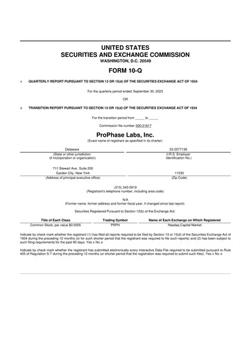 Vorschaubild ProPhase Labs 10-Q Quartalsbericht 2023 