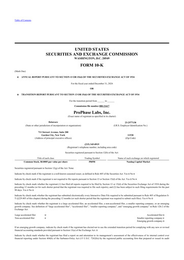 Thumbnail ProPhase Labs 10-K Annual Report 2024