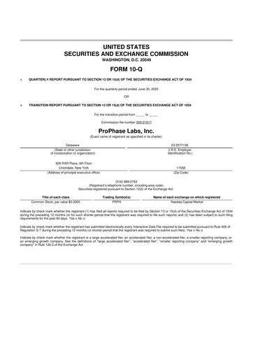 Vorschaubild ProPhase Labs 10-Q Quartalsbericht 2025 